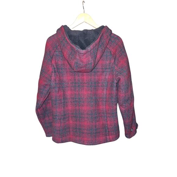 Woolrich Buffalo Check Plaid Wool Blend Hooded Jacket Women's Size Medium - Picture 2 of 7